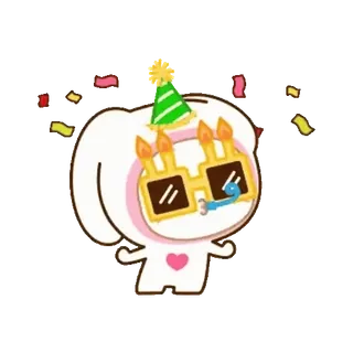 🐰 festa, celebrazione, coniglio, coriandoli, occhiali, carino, festivo telegram sticker