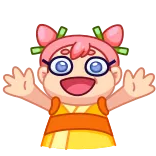✋ niedlich, Cartoon, fröhlich, Figur, lächelnd, Mädchen whatsapp sticker