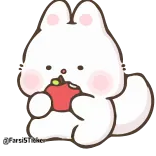 😳 Tarutoketokeu rabbit, cute, animal, kawaii, apple, sticker whatsapp sticker