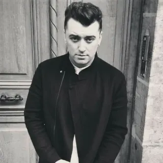 😞 Sam Smith sam smith, penyanyi, hitam putih, potret, selebriti whatsapp sticker