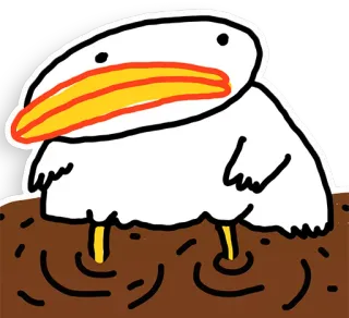 💩 bird, mud, cartoon, white, yellow, eyes telegram sticker