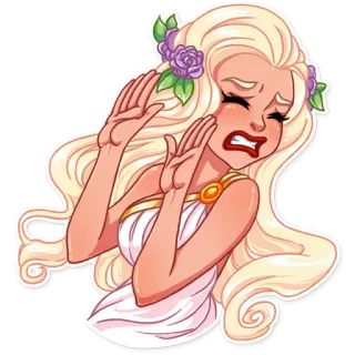 ✋️ dibujo animado, mujer, rubia, angustia, preocupada, ilustración whatsapp sticker