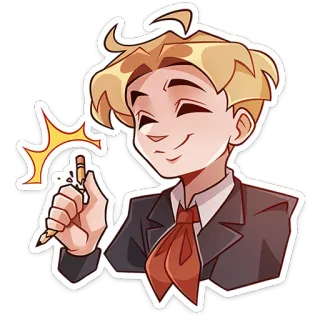 😉 мультфильм, персонаж, костюм, карандаш, рисунок, искусство telegram sticker