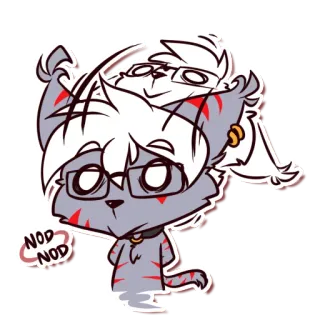 👍 NOD NOD Katze, Cartoon, Brille, nickend, Sticker, Animation, Tier whatsapp sticker
