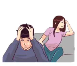 😞 грустный, расстроенный, пара, отношения, эмоции, разочарование telegram sticker