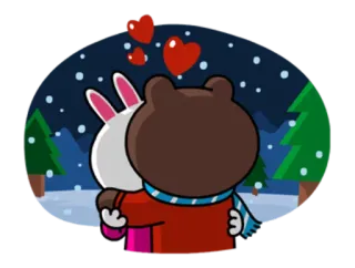 💑 กอด, ความรัก, ฤดูหนาว, หิมะ, การ์ตูน, สัตว์, ความรัก telegram sticker