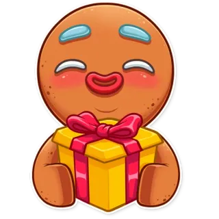 🎁 pão de gengibre, biscoito, presente, presente, fofo, desenho animado telegram sticker