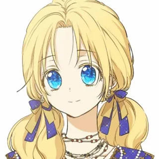🎀 อนิเมะผู้หญิง, การ์ตูน, ผมบลอนด์, ตาสีฟ้า, น่ารัก, ภาพเหมือน telegram sticker