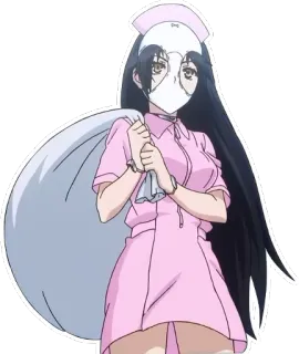 💰 anime, nurse, pink uniform, woman, long hair, mask whatsapp sticker