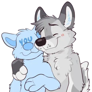 🤗 you furry, wolf, hug, anthropomorphic, love, affection telegram sticker
