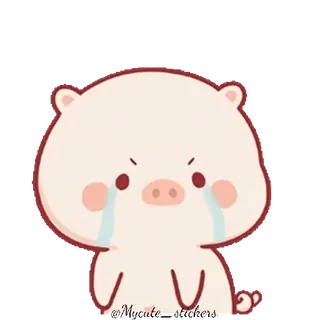 😭 @Mycute_stickers cerdo, pegatina, lindo, triste, llorando, dibujos animados, animal telegram sticker