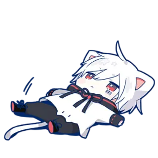 😅 anime, cat, chibi, kawaii, cartoon, sticker telegram sticker