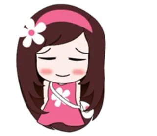 😑 卡通, 女孩, 花, 粉色, 可爱, 动画, 卡哇伊 whatsapp sticker
