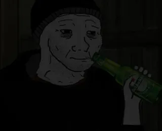 🍾 drinking, beer, sad, man, depressed telegram sticker