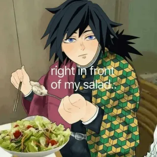 🌊 Giyu Tomioka Demon Slayer right in front of my salad Anime, Salad, Demon Slayer, Giyu Tomioka, Makanan telegram sticker