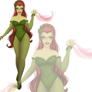 😈 Poison Ivy Ядовитый Плющ, DC Comics, злодей, персонаж комиксов, рыжие волосы, зелёный костюм telegram sticker