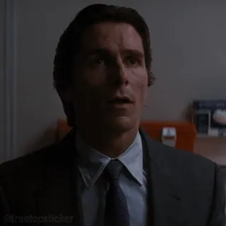 😐 Patrick Bateman American Psycho patrick bateman, american psycho, christian bale, serial killer, horror whatsapp sticker