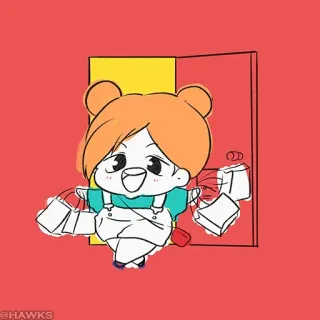 ⚪️ @HAWKS Kartun, Kawaii, Lucu, Chibi, Belanja, Beruang telegram sticker