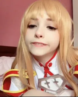 🥰 Asuna Yuuki Sword Art Online อนิเมะ, คอสเพลย์, การ์ตูน, ผมบลอนด์, Sword Art Online whatsapp sticker