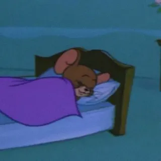 😴 Jerry Mouse Tom and Jerry cartoon, sleeping, bed, mouse telegram sticker