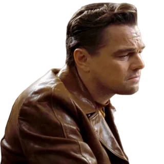 😔 pria, aktor, potret, jaket kulit, Leonardo DiCaprio telegram sticker