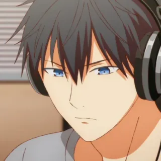 🎧 anime, manga, headphones, male, portrait telegram sticker