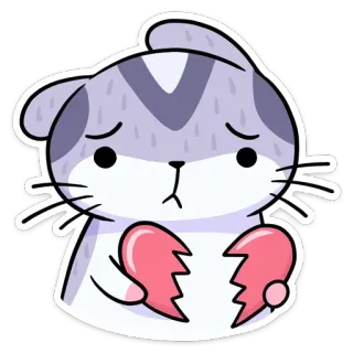 💔 猫, 失恋, 悲しい, かわいい, ステッカー, 漫画 telegram sticker