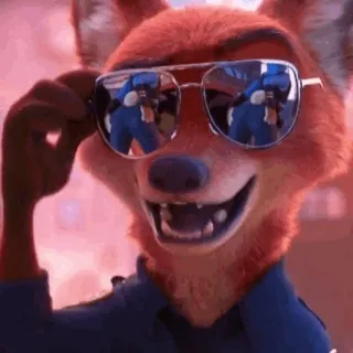 🦊 Nick Wilde Zootopia fuchs, tier, zoomania, disney, brille, polizei telegram sticker