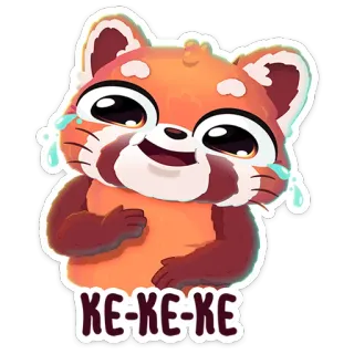 😆 KE-KE-KE panda rojo, lindo, dibujos animados, animal, mamífero, pegatina telegram sticker