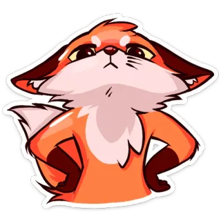 😠 лиса, животное, оранжевый, мультфильм, милый whatsapp sticker