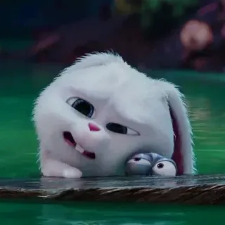 😢 Snowball The Secret Life of Pets conejo, lindo, animal, dibujo animado, mascota telegram sticker