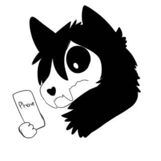 😟 Phone собака, телефон, пушистый, грустный, цифровой, искусство whatsapp sticker