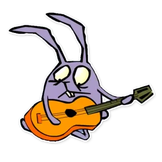 🎸 coelho, guitarra, música, desenho animado, cartoon whatsapp sticker