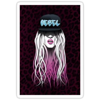 👀 REBEL rebel, woman, girl, cap, hair, leopard print telegram sticker