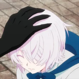 🥰 anime, head pat, comfort, white hair, affection telegram sticker