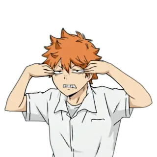 😒 Hinata Shoyo Haikyuu!! аниме, haikyuu, хината шоё, уставший, в стрессе, манга, персонаж telegram sticker