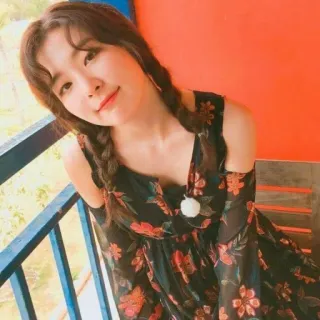 💘 woman, dress, floral, portrait, people, outdoors, fashion, style telegram sticker
