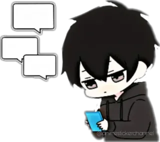 😶 anime, phone, hoodie, emo, chat telegram sticker