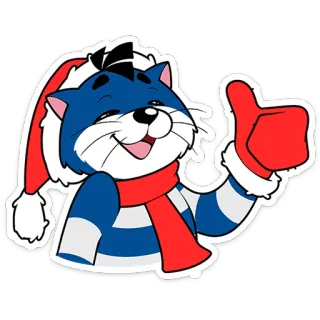 👍 gato, dibujos animados, invierno, pulgar arriba, bufanda, fiesta telegram sticker