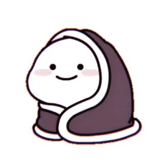 🦋 Blob, Niedlich, Mit Kapuze, Lächelnd, Cartoon whatsapp sticker