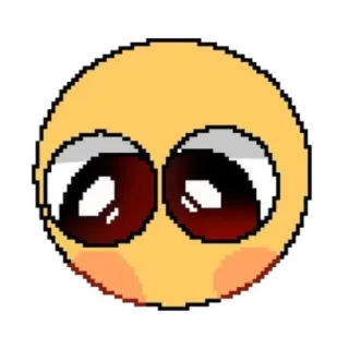 🙃 emoji, pixel, niedlich, augen, erröten telegram sticker