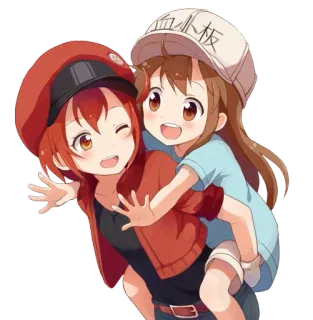 ❄️ cells at work, Anime, sel darah merah, trombosit, imut whatsapp sticker