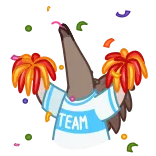 🥳 TEAM zwierzę, drużyna, kibicowanie, sport, kreskówka, słodki, świętowanie telegram sticker