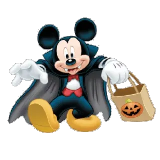 👻 Mickey Mouse Topolino, Halloween, Disney, Cartone animato, Vampiro, Zucca telegram sticker
