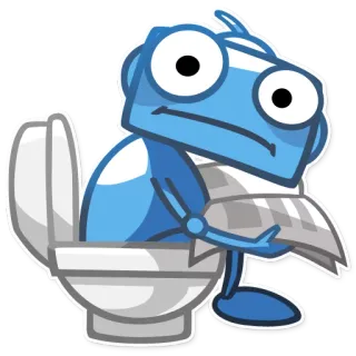 🚽 nhà vệ sinh, phòng tắm, robot, xanh dương, hoạt hình telegram sticker