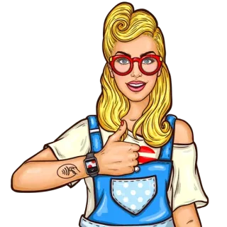 👍 Frau, Mädchen, Cartoon, Daumen hoch, Zustimmung, Illustration telegram sticker
