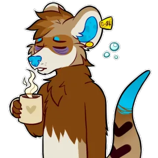 😪 Ti-84 Furry, Anthropomorphe, Café, Somnolent, Fatigué, Loutre whatsapp sticker