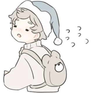 🚶‍♂️ Cartoon, Kind, Winter, Süß, Traurig, Rucksack, Bär telegram sticker