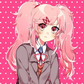 😒 Natsuki Doki Doki Literature Club! Anime, Cheveux roses, Mignon, Manga, Doki Doki Literature Club !, Natsuki whatsapp sticker