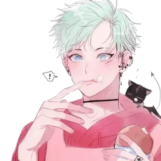 🚬 Anime, Chłopak, Kot, Słodki, Kawaii telegram sticker